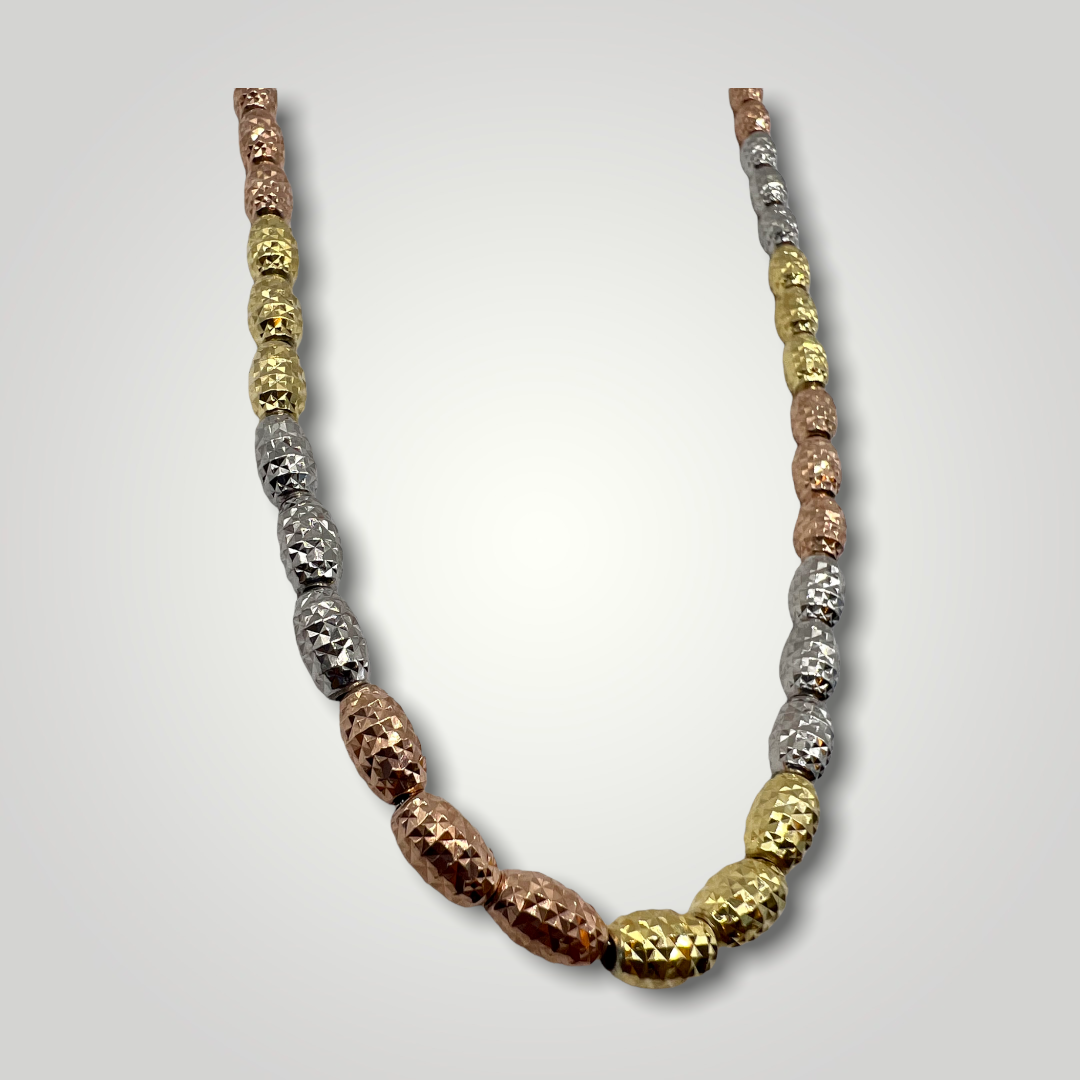 Three Tone, Rose Gold, Yellow Gold and Silver 17 1/2 Neckless 14K Gold Filled - Sterling Silver