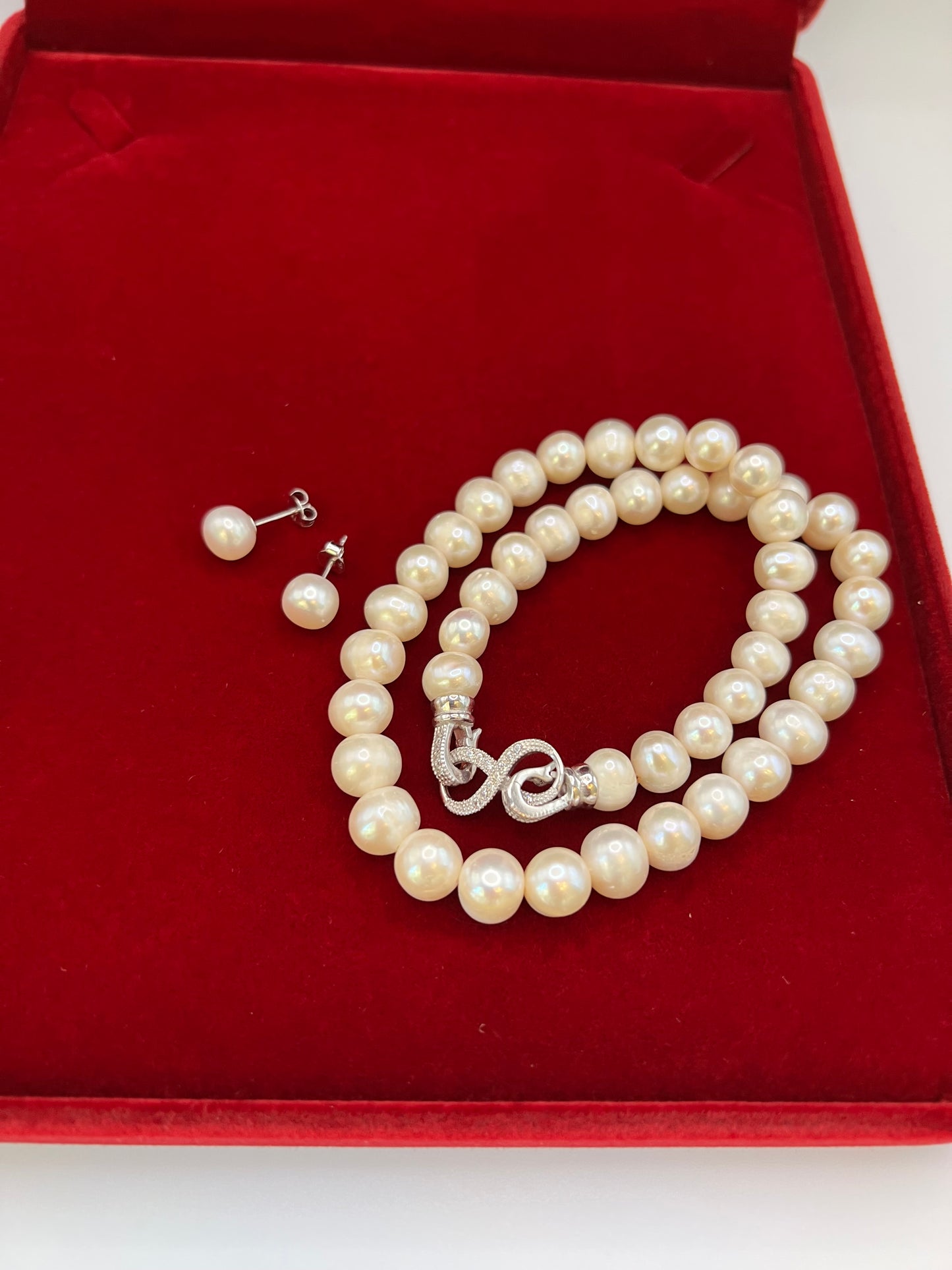 Real Pearl Necklace Sterling Silver Clasp