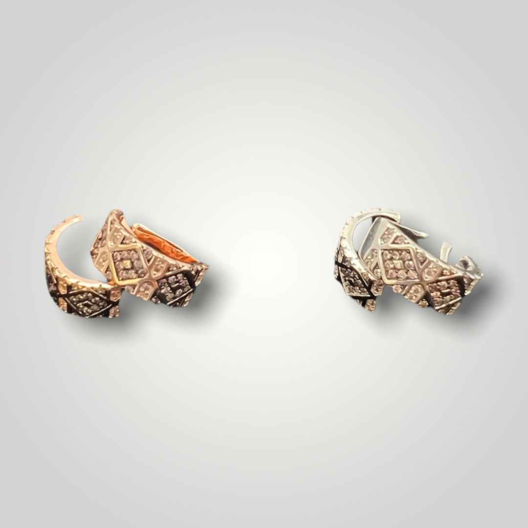 Solid Sterling Silver, 14K Rose Gold Hook French Earrings