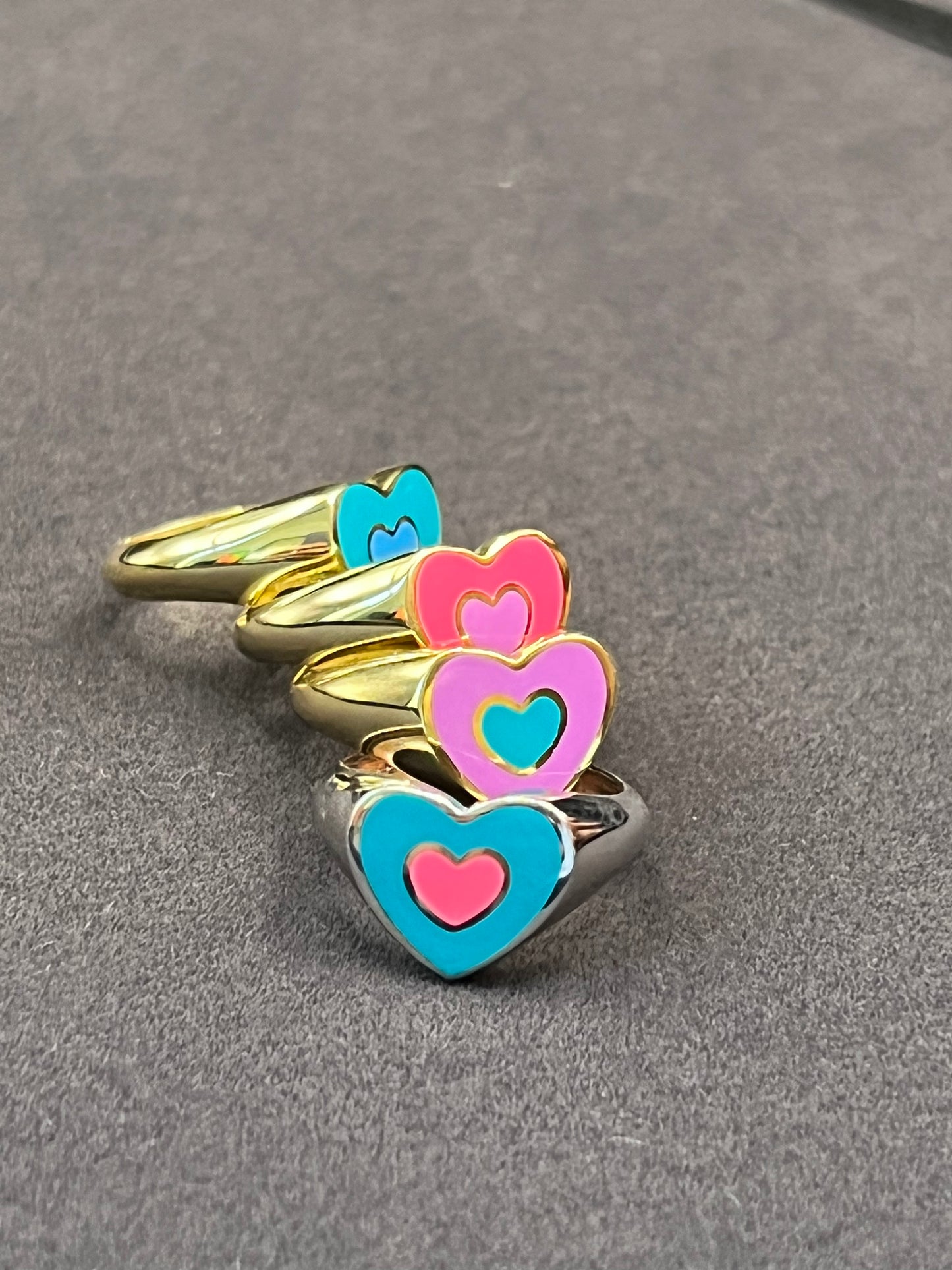 Heart In Heart Enamel Ring