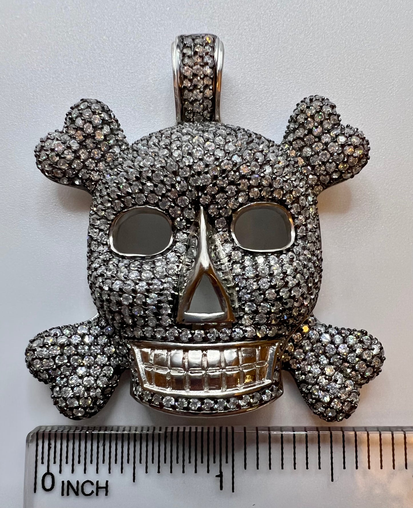 Diamonds Sterling Silver Skull