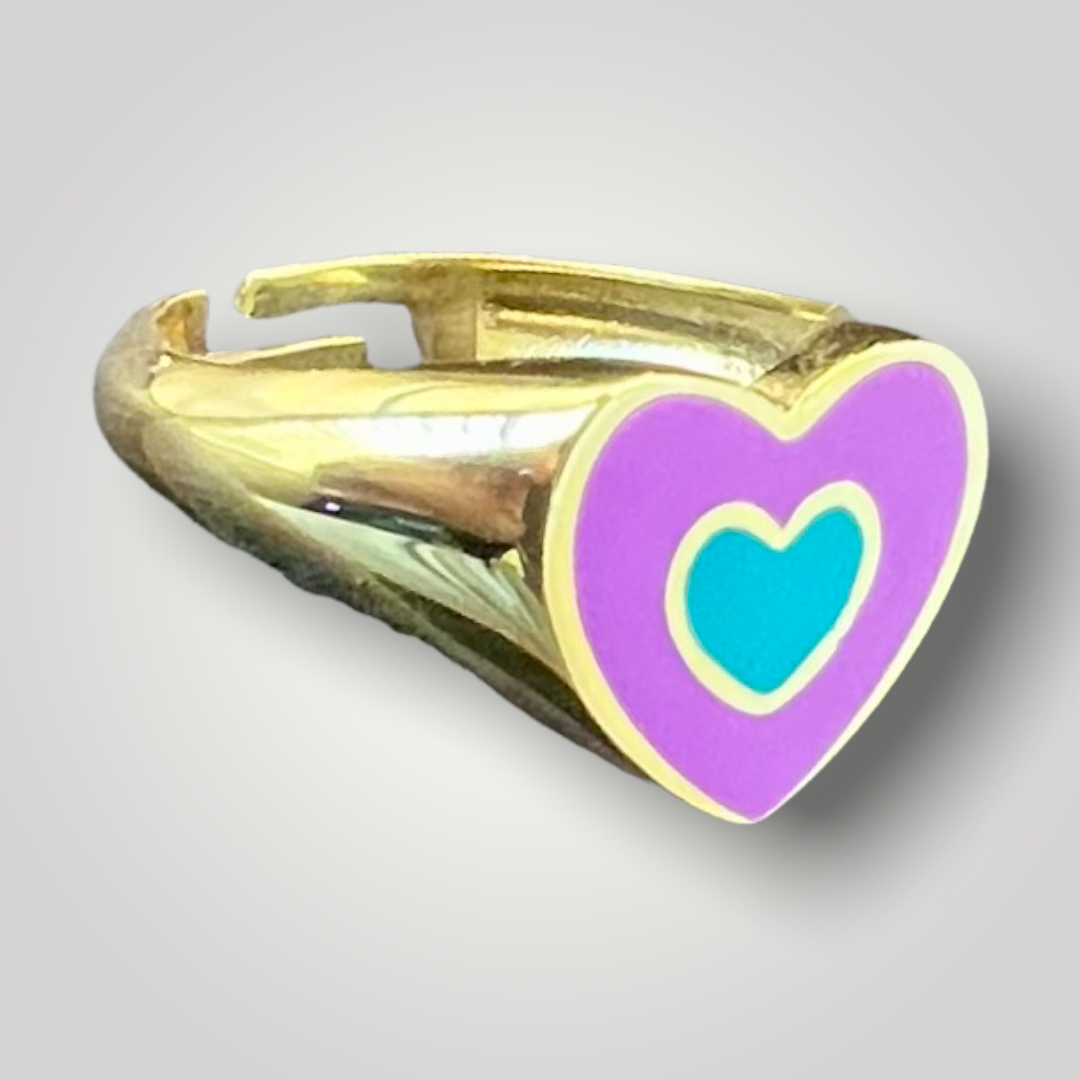 Heart In Heart Enamel Ring