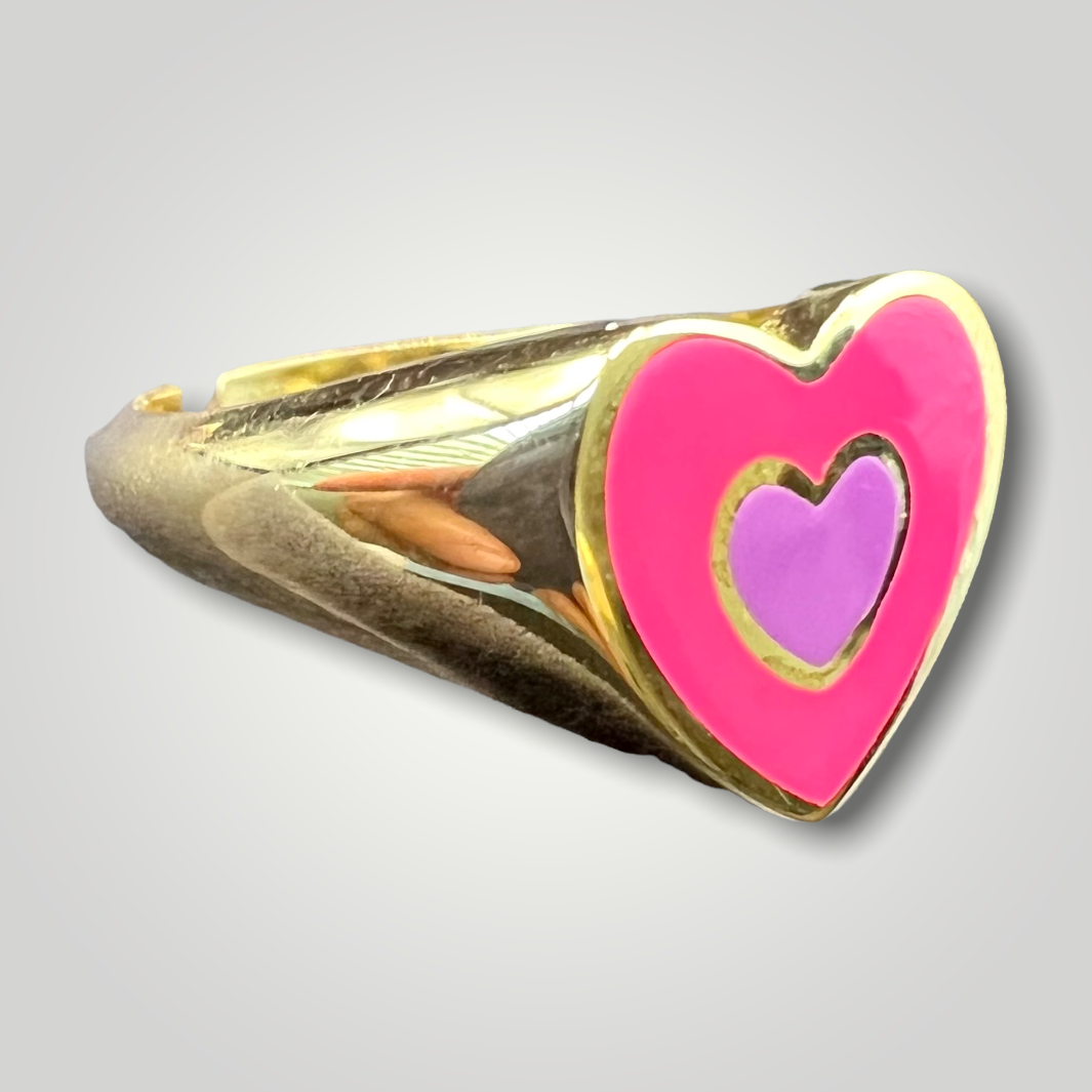 Heart In Heart Enamel Ring