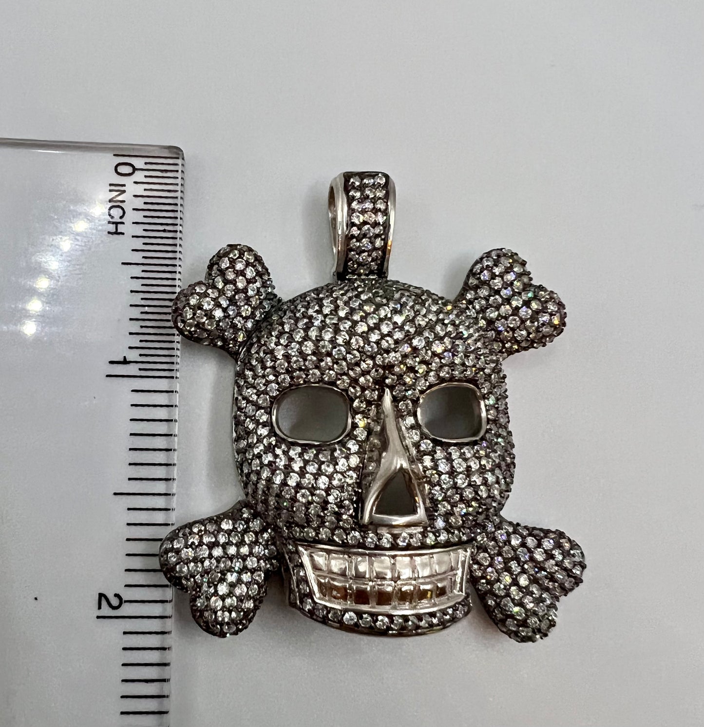 Diamonds Sterling Silver Skull