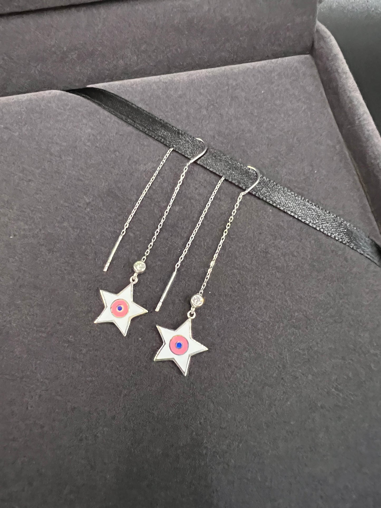 Star Silver Enamel Earrings