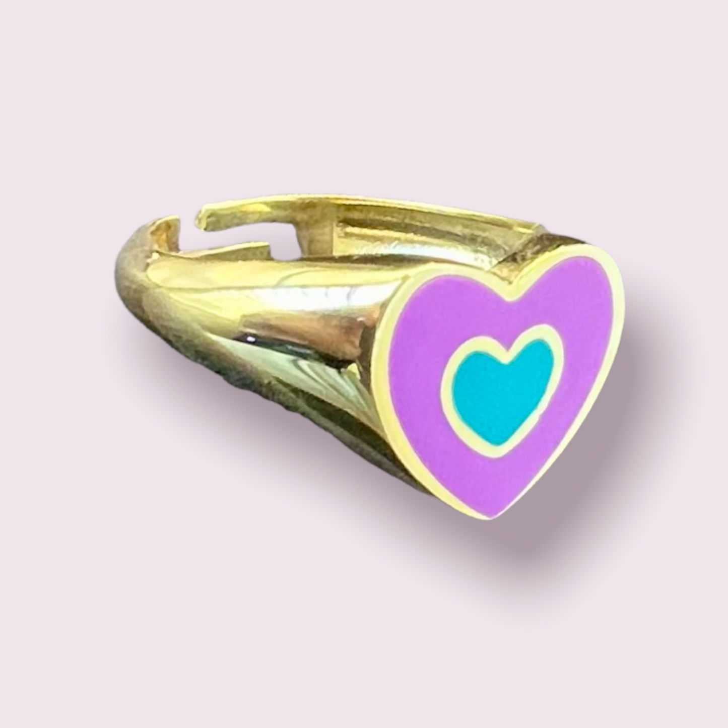 Heart In Heart Enamel Ring