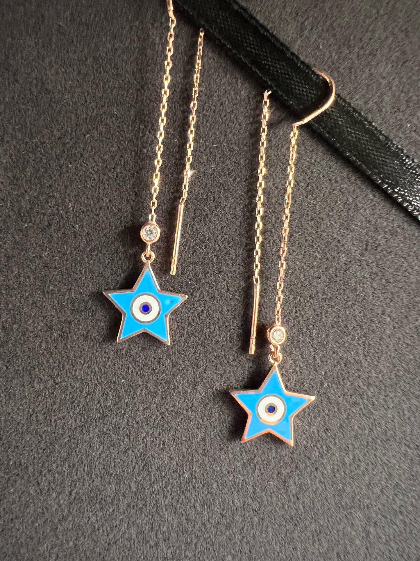 Star Silver Enamel Earrings