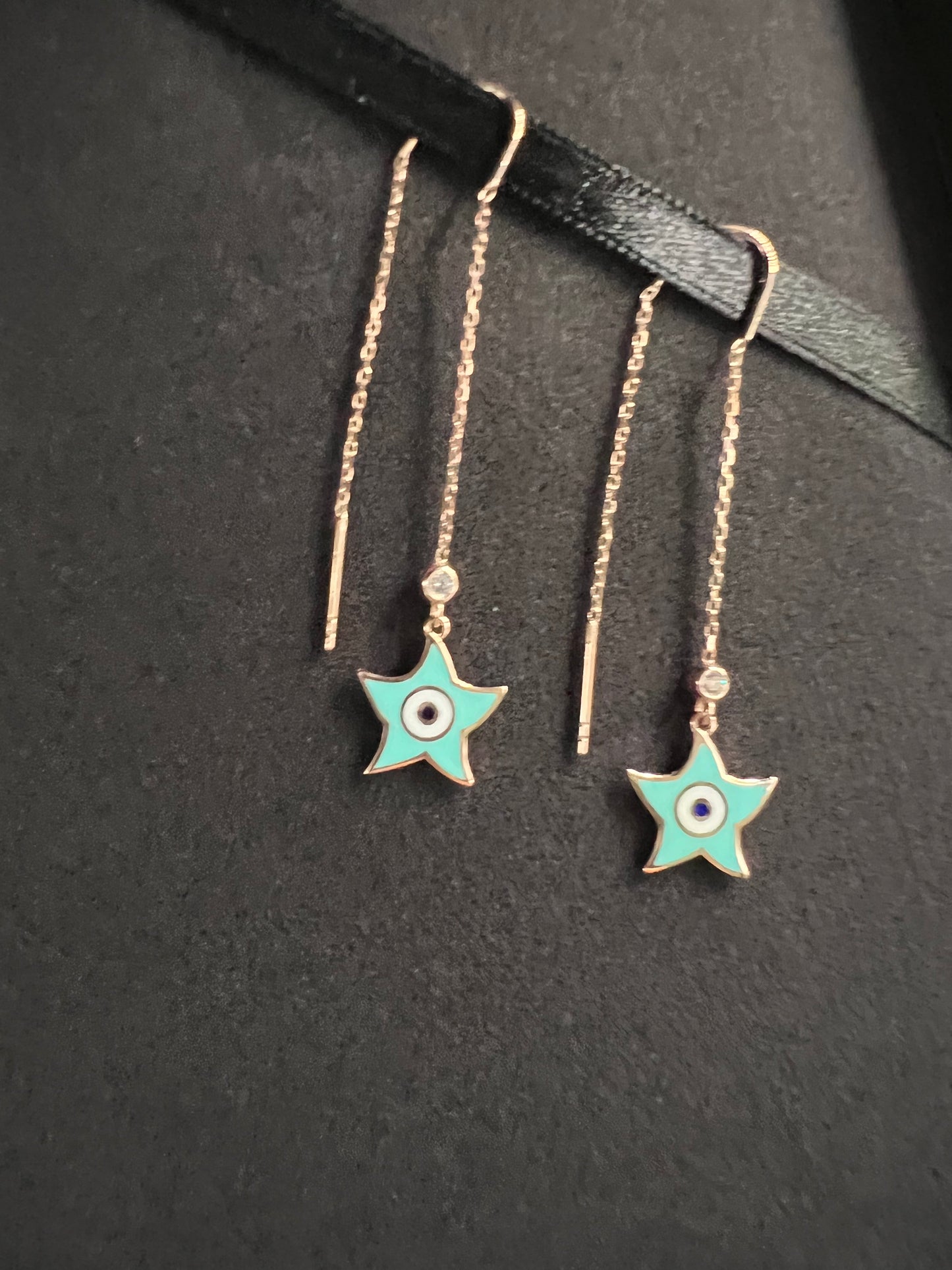 Star Silver Enamel Earrings