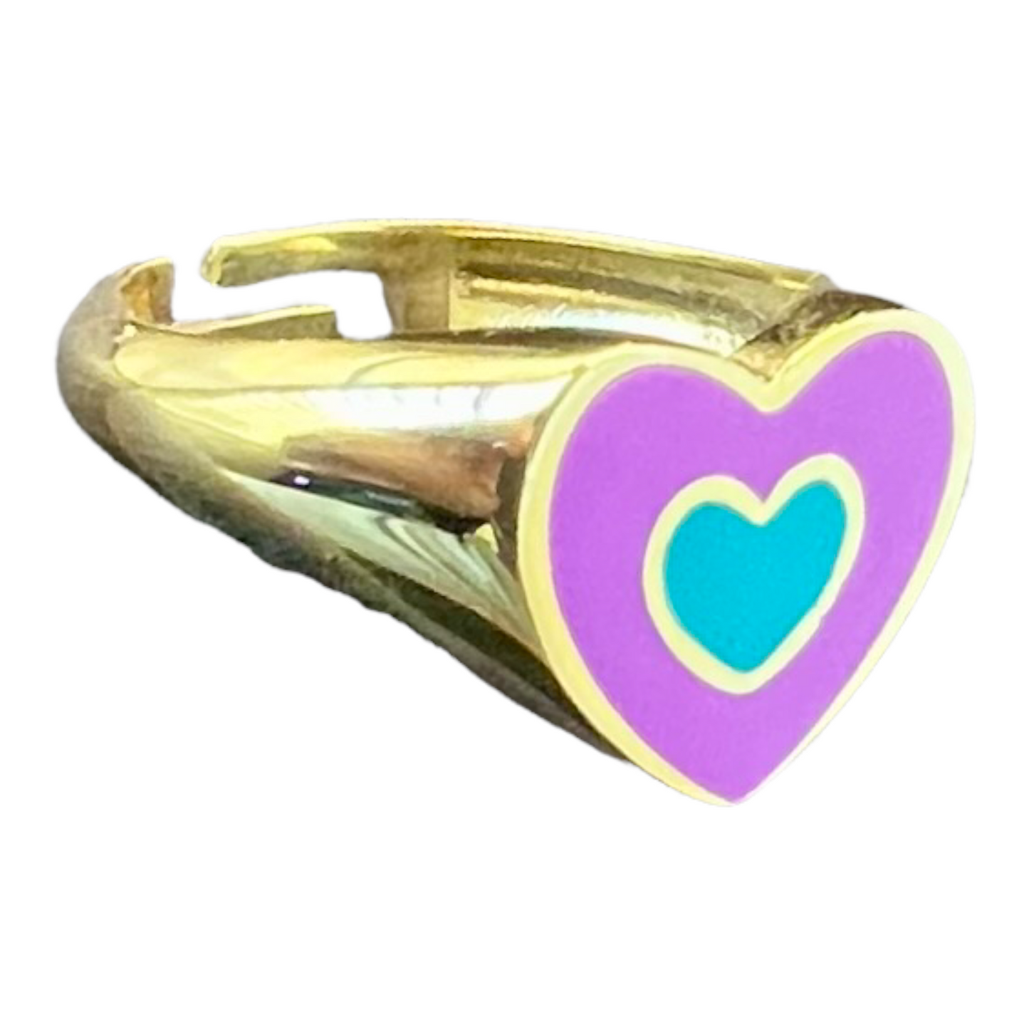 Heart In Heart Enamel Ring