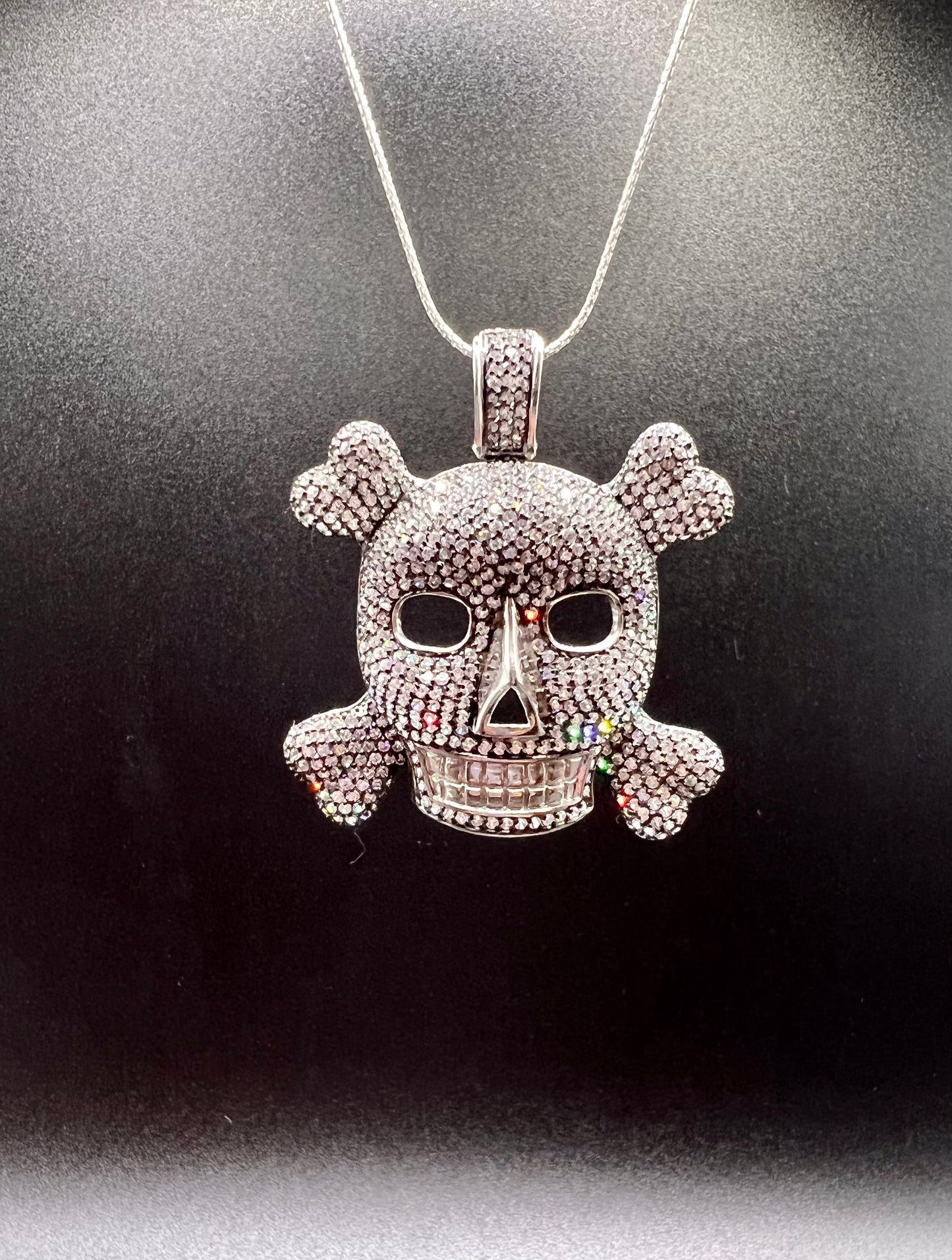 Diamonds Sterling Silver Skull