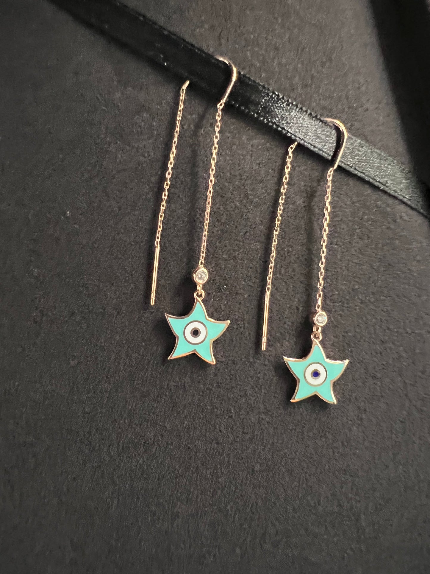 Star Silver Enamel Earrings