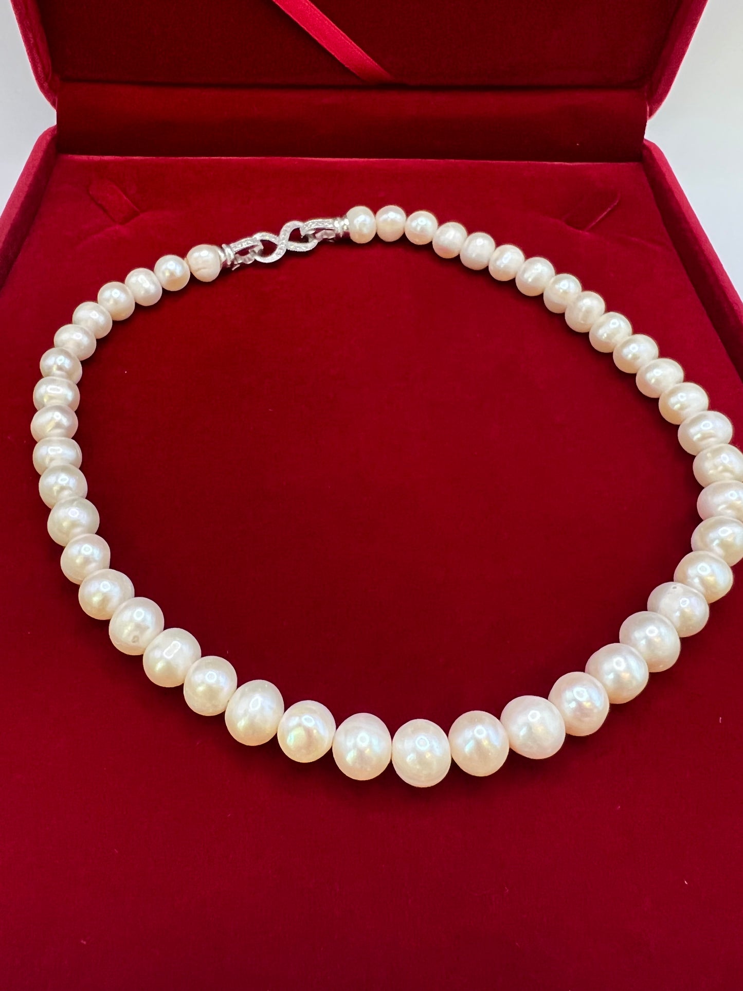 Real Pearl Necklace Sterling Silver Clasp