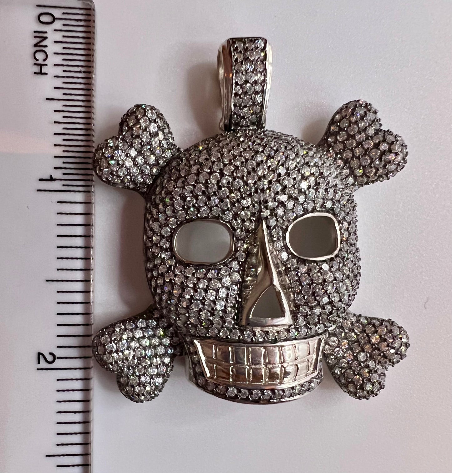 Diamonds Sterling Silver Skull