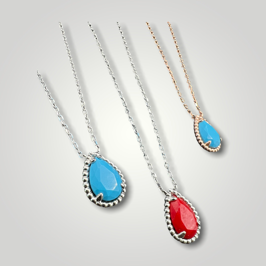 Blue, Red Pendant Sterling Silver Necklace