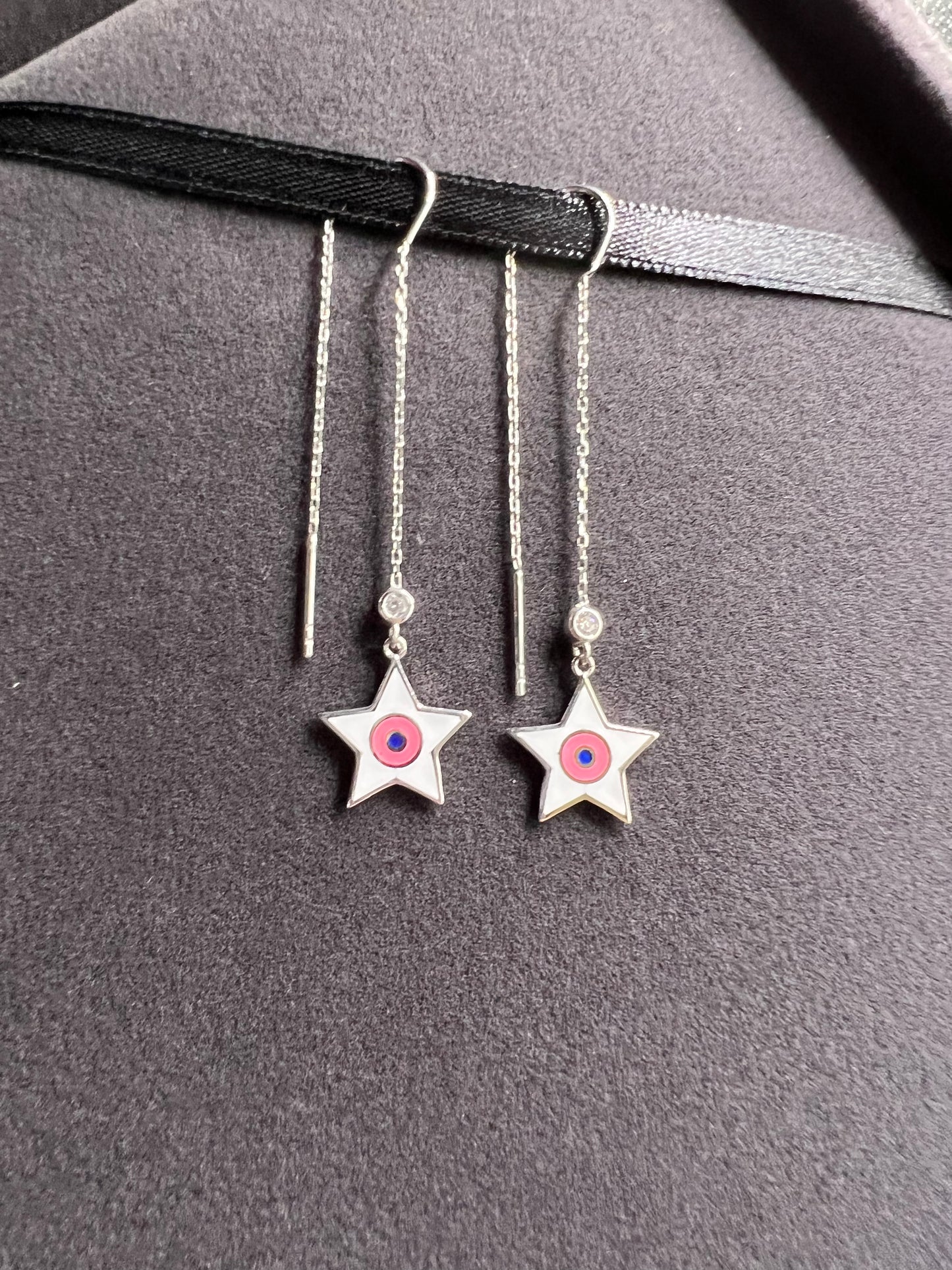 Star Silver Enamel Earrings