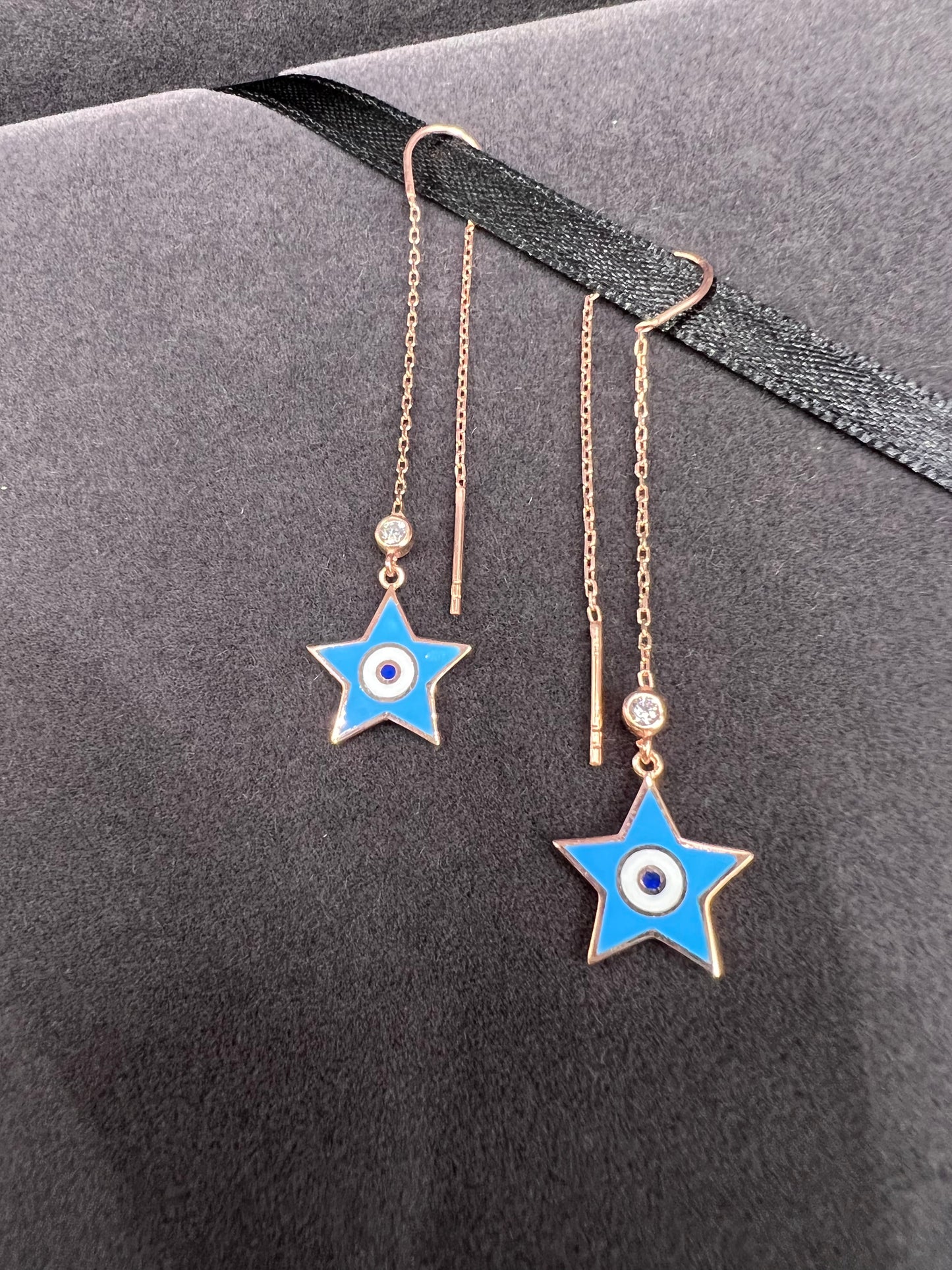 Star Silver Enamel Earrings
